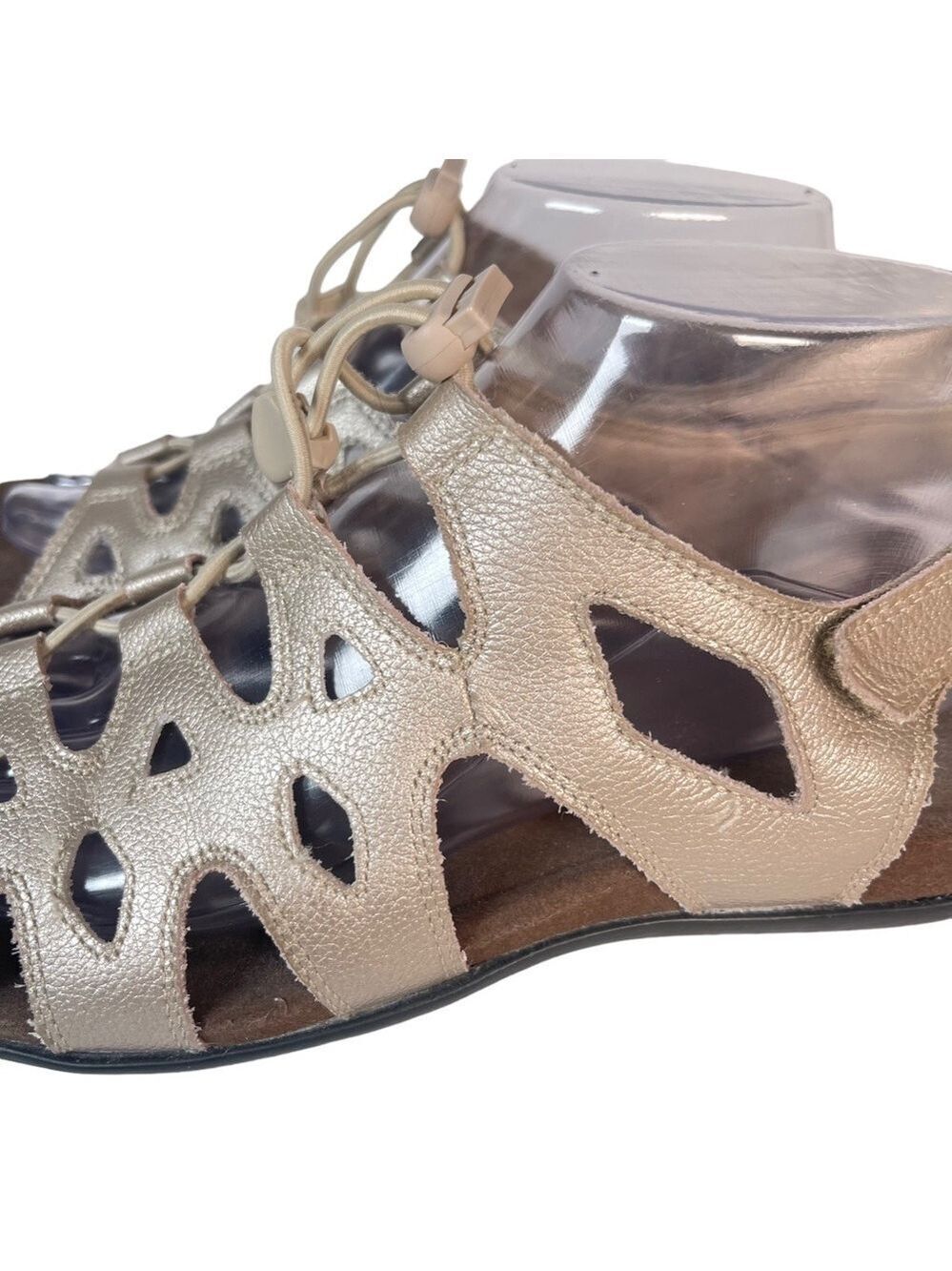 ABEO Gold Metallic Gladiator Sandals Bio System Hook Loop Comfort Women 9.5 - Picture 9 of 16